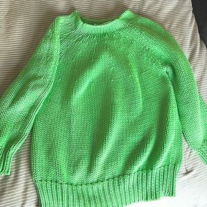 Diane Von Furstenberg DVF kelly green knit crew neck, size P cotton